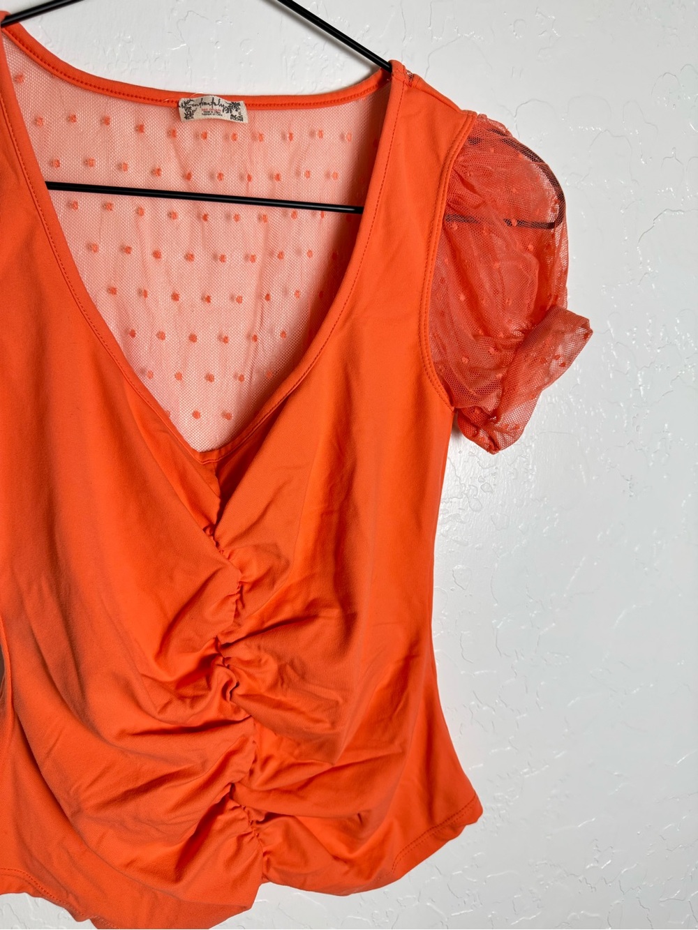 Intimately FP Free People Blush Up Neon Orange Ruched Front Blouse - Picture 5 of 11